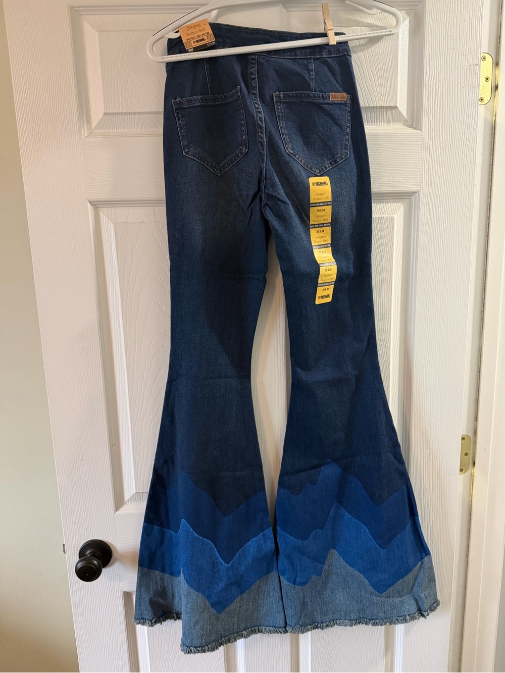 Dark Blue Patchwork Flare Jeans by Rock & Roll denim
